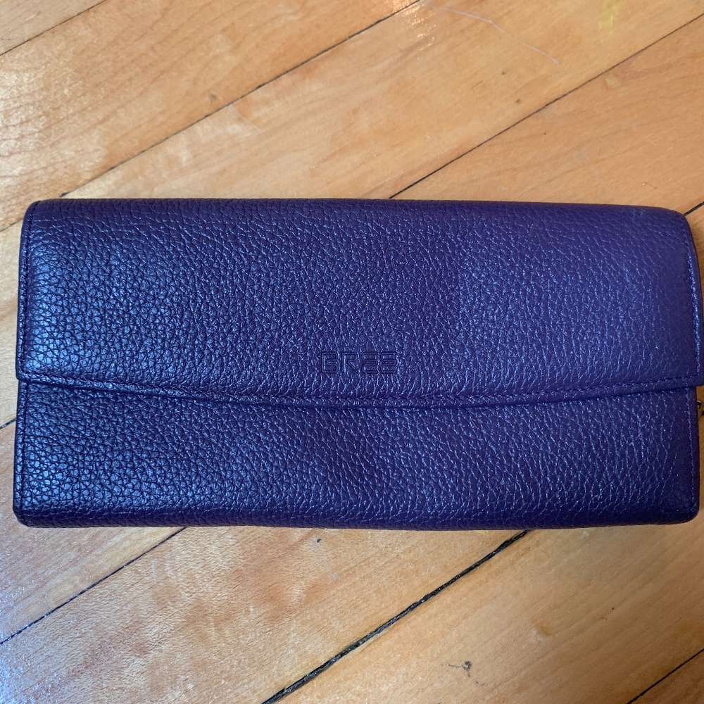 BREE genuine leather dark purple clutch